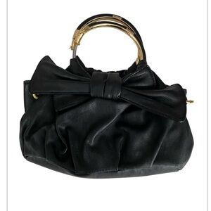 Elegant Black Handbag with Gold Accents